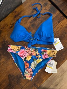 Blue Floral Two-Piece Bikini Set
